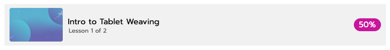 The progress bar indicates that a user is on 'Lesson 1 of 2.' The percentage complete, '50 percent' is next to it.