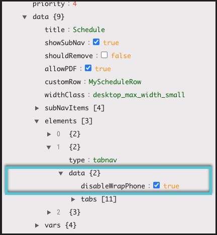 Config added to the data of the element as a boolean